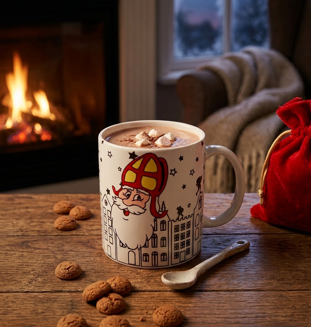 Sinterklaas  mok uniek bedrukt wit