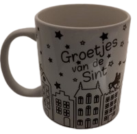 Sinterklaas  mok uniek bedrukt wit