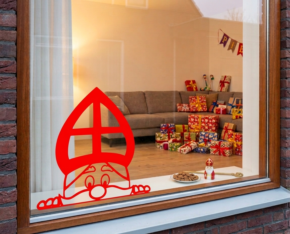 Gluur Sinterklaas raam sticker