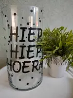 Vaas | Cilinder | Uniek | Vaas met tekst | 29 x  15,5 cm