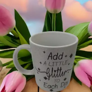 Glittermok Zilver &ndash; &lsquo;Add a Little Glitter to Each Day&rsquo;