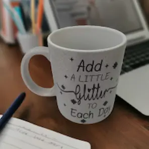 Glittermok Zilver &ndash; &lsquo;Add a Little Glitter to Each Day&rsquo;