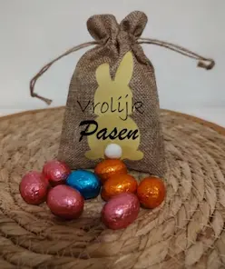 Paaszakje oranje met naam of tekst