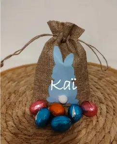 Paaszakje turquoise met naam of tekst